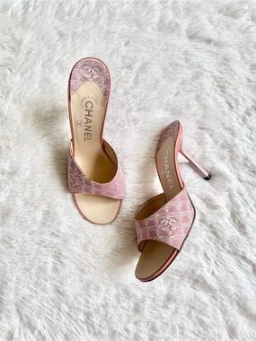 Vintage Chanel Pink Monogram Heels